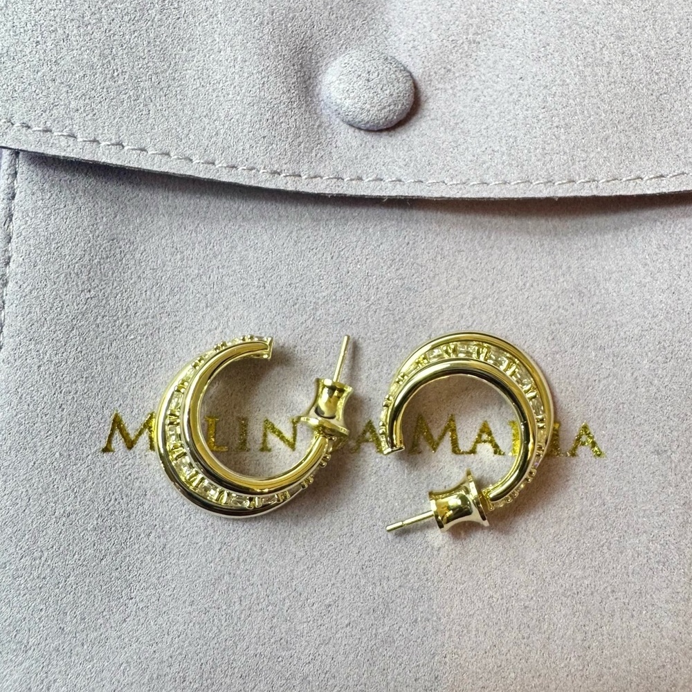 Melinda Maria Gold and Diamondettes Hoop Earrings - Picture 5 of 9